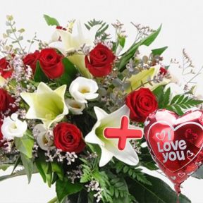 זר פרחים רומנטיקה + בלון